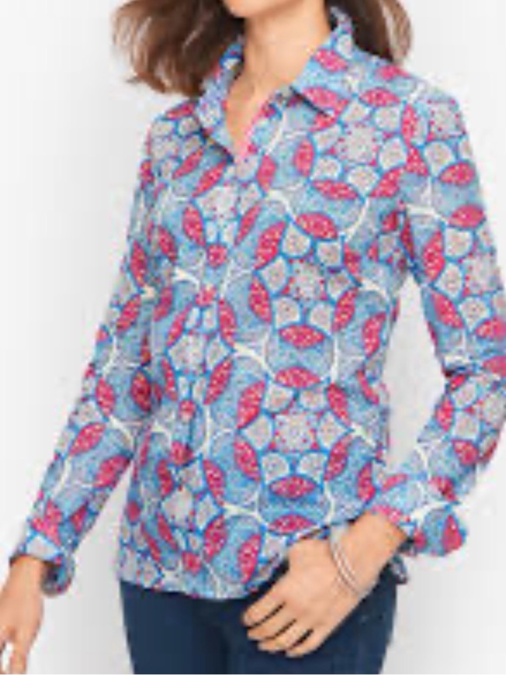 Talbots Pink & Blue Paisley-Style Button-Down Shirt